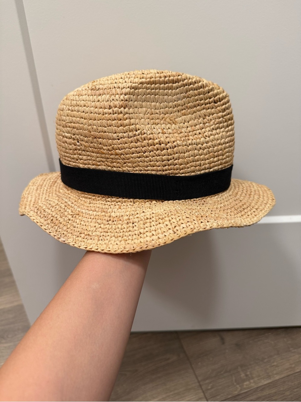 J. Crew Natural Straw Sun Hat with Black Band